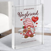 Gift For Boyfriend Gnome With Love Heart Personalised Clear Acrylic Block