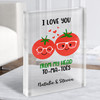 Tomatoes Couple Funny Cute Gift Personalised Clear Acrylic Block