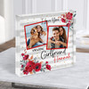 Amazing Girlfriend Gift Red Floral Photo Personalised Square Acrylic Block