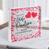 Valentines' Day Gift For Wife Red Hearts Personalised Clear Square Acrylic Block