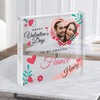Valentines Gift For Fiancé Floral Pink Heart Photo Clear Square Acrylic Block