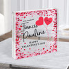 Valentines' Day Gift For Fiancée Red Hearts Custom Clear Square Acrylic Block