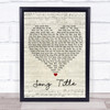Lovebirds Script Heart Any Song Lyrics Custom Wall Art Music Lyrics Poster Print, Framed Print Or Canvas