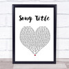 Lovebirds White Heart Any Song Lyrics Custom Wall Art Music Lyrics Poster Print, Framed Print Or Canvas