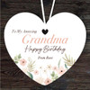 Amazing Grandma Floral Happy Birthday Gift Heart Personalised Hanging Ornament