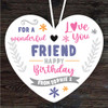 Friend Happy Birthday Gift Love You Purple Heart Personalised Hanging Ornament