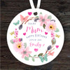 Mum Happy Birthday Gift Flower Butterfly Round Personalised Hanging Ornament