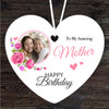 Amazing Mother Pink Flowers Photo Birthday Gift Heart Personalised Ornament