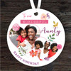 Aunty Floral Heart Photo Frames Birthday Gift Round Personalised Ornament