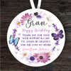 Gift For Gran Birthday Flower Wreath Round Personalised Hanging Ornament