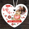 Wife Bear Anniversary Photo Gift Heart Personalised Hanging Ornament
