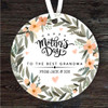 Best Grandma Floral Wreath Mother's Day Gift Round Personalised Hanging Ornament