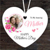 Amazing Mother Pink Flowers Photo Mother's Day Gift Heart Personalised Ornament