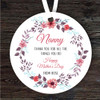 Nanny Thank You Red Floral Wreath Mother's Day Gift Round Personalised Ornament