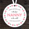 The Best Nanny Pink Floral Wreath Mother's Day Gift Round Personalised Ornament