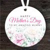 Watercolour Floral Amazing Mummy Mother's Day Gift Round Personalised Ornament