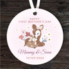 Deer Mum With Baby First Mother's Day Gift Round Personalised Hanging Ornament