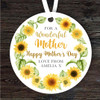 Mother Sunflowers Mother's Day Gift Yellow Round Personalised Hanging Ornament