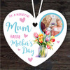 Mum Mother's Day Gift Tulip Flowers Photo Heart Personalised Hanging Ornament