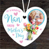 Nan Mother's Day Gift Tulip Flowers Photo Heart Personalised Hanging Ornament