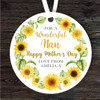 Nan Sunflowers Mother's Day Gift Yellow Round Personalised Hanging Ornament