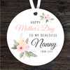 Beautiful Nanny Pink Flowers Mother's Day Gift Round Personalised Ornament