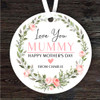 Mummy Love You Floral Wreath Mother's Day Gift Round Personalised Ornament