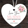 Mummy Flora Love You Mother's Day Gift Heart Personalised Hanging Ornament