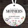 Best Nanny Floral Mother's Day Gift Round Personalised Hanging Ornament