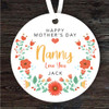 Nanny Red Floral Mother's Day Gift Round Personalised Hanging Ornament