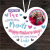 Two Mums Mother's Day Photo Gift Heart Personalised Hanging Ornament