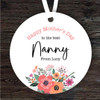 Nanny Floral Mother's Day Gift Round Personalised Hanging Ornament