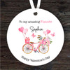 Fiancée Pink Love Bike Valentine's Day Gift Round Personalised Hanging Ornament