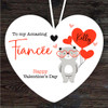 Fiancée Teddy Bear Heart Balloons Valentine's Day Gift Heart Custom Ornament