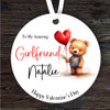 Girlfriend Teddy Bear Heart Valentine's Day Gift Round Personalised Ornament
