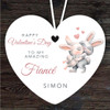 Fiancé Bunny Couple Valentine's Day Gift Heart Personalised Hanging Ornament
