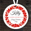 Red Hearts Wreath Valentine's Day Gift Round Personalised Hanging Ornament