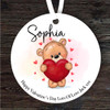 Teddy Bear Holding Heart Valentine's Day Gift Round Personalised Ornament