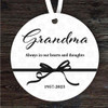 Grandma Memorial Black Ribbon Keepsake Gift Round Personalised Hanging Ornament