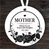 Mother Memorial Black Roses Wreath Keepsake Gift Round Personalised Ornament
