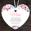 Gift For Mum Pink Watercolour Floral Heart Personalised Hanging Ornament
