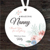 Amazing Nanny Gift Floral Round Personalised Hanging Ornament