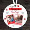 Romantic Gift For Fiancé Hearts Photo Round Personalised Hanging Ornament