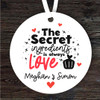 Secret Ingredients Love Romantic Gift Round Personalised Hanging Ornament