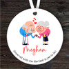 Cute Elderly Couple Romantic Gift Round Personalised Hanging Ornament