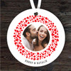 Red Heart Wreath Romantic Gift Round Personalised Hanging Ornament