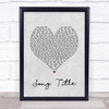 Lilo & Stitch Grey Heart Any Song Lyrics Custom Wall Art Music Lyrics Poster Print, Framed Print Or Canvas