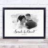 Pierce Brosnan & Meryl Streep Landscape Smudge White Grey Wedding Photo Any Song Lyrics Custom Wall Art Music Lyrics Poster Print, Framed Print Or Canvas