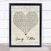 Roy Bailey Script Heart Any Song Lyrics Custom Wall Art Music Lyrics Poster Print, Framed Print Or Canvas