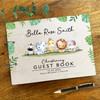 Wood Watercolour Safari Animals Message Notes Keepsake Christening Guest Book